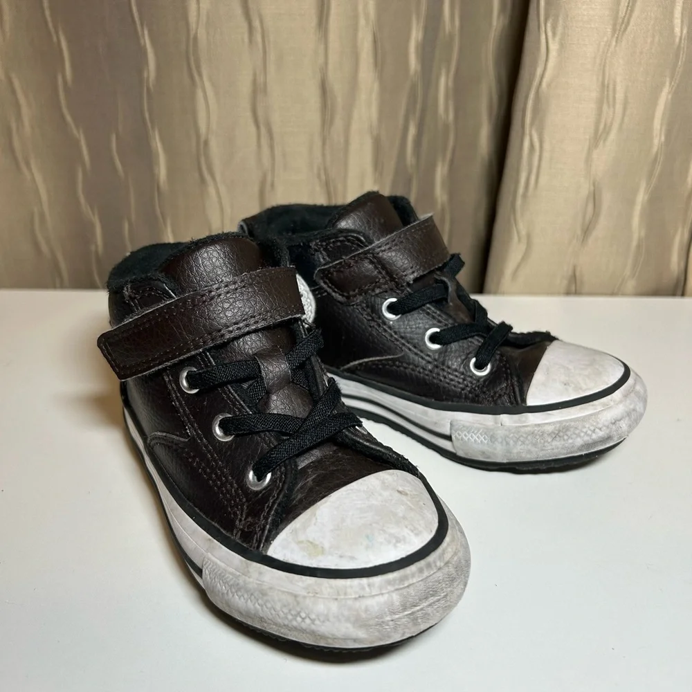 Converse Infant 9 High Lifestyle Dark Brown Black Leather A05460C